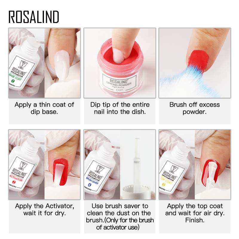 ROSALIND 10 г порошок для окунания ногтей Acrylic Power Natural Dry Nail Extension Art Design Decorations