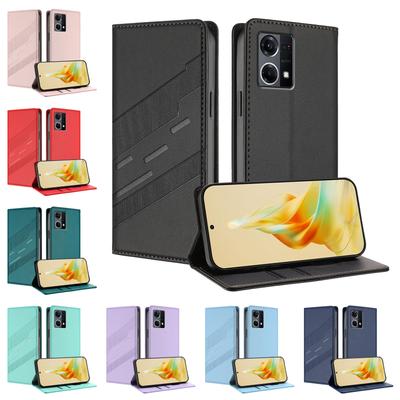Магнитный кожаный чехол-книжка для OPPO Reno 8 8T 9 10 11 11F 12 12F 13 13F Pro 4G 5G K12 K12X | Классический дизайн