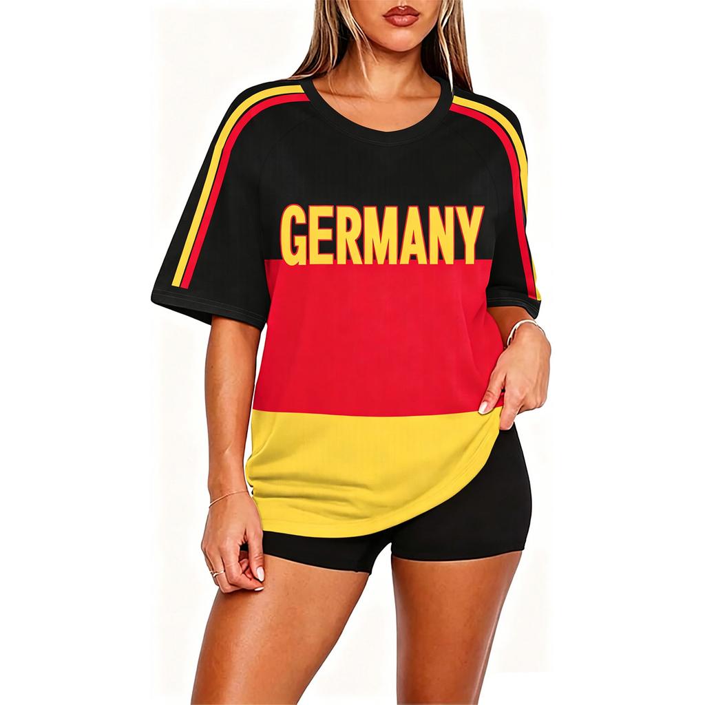 Women's Round Neck Soccer Top for Football Fans