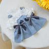 With Bow Pet Denim Dress Reusable Pet Skirt Soft Dog Denim Skirt  Autumn