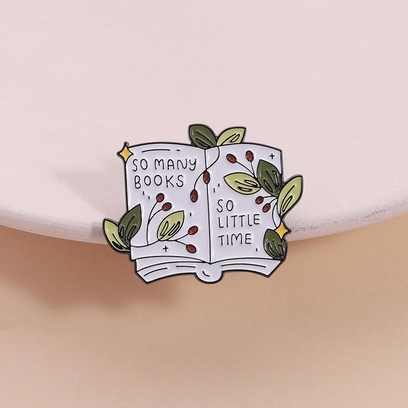 Так много книг Так мало времени Эмалированный значок Цветочная книжная брошь Значок на лацкан Модное украшение Подарок для любителя чтения Книжного червя Друзья