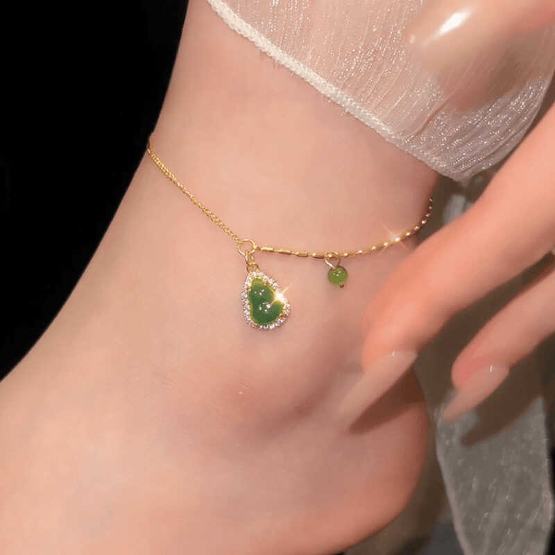 Браслет-подвеска в виде тыквы из циркониевой смолы Новый китайский легкий люкс, высококлассный темпераментный браслет на ногу, нишевая мода, универсальные украшения