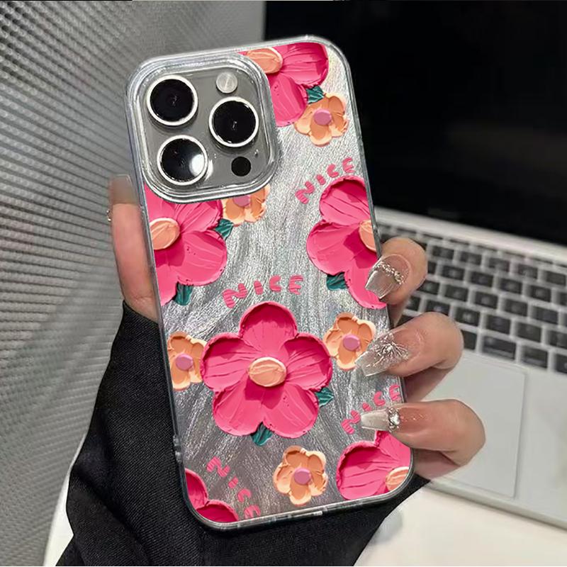 Чехол для телефона с принтом цветов, масляная живопись, для iPhone 17 16 15 14 13 12 11 Pro Max, чехол для iPhone XS X XR 7 8 Plus 16E 17 Air Funda