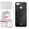 apgo Protective Skin Sticker for the Back Compatible with Xiaomi Redmi 6, Wrap Film, Foil, Vinyl - Pattern Black Leather