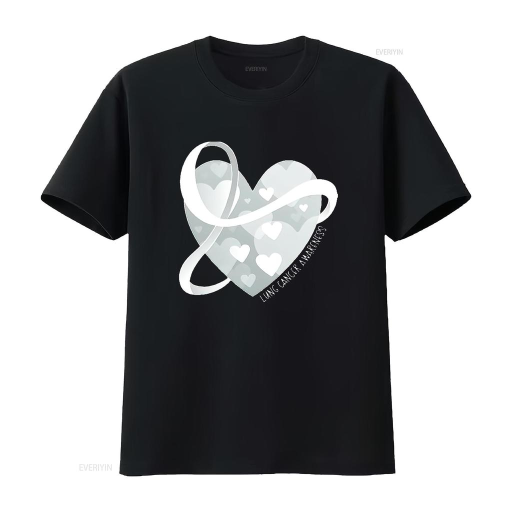 Lung Cancer Awareness White Ribbon Around Women s Plus Size T Shirt Black 2X Large vintage Washed Stylish graphic Breathable