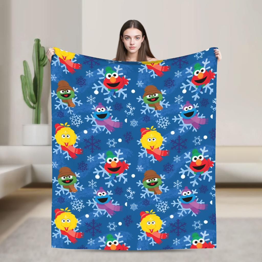 Christmas Present Pattern Blanket S-Sesames Streets Warm Soft Plush Throw Blanket For Couch Sofa Bed Flannel Bedspread Bed Cover