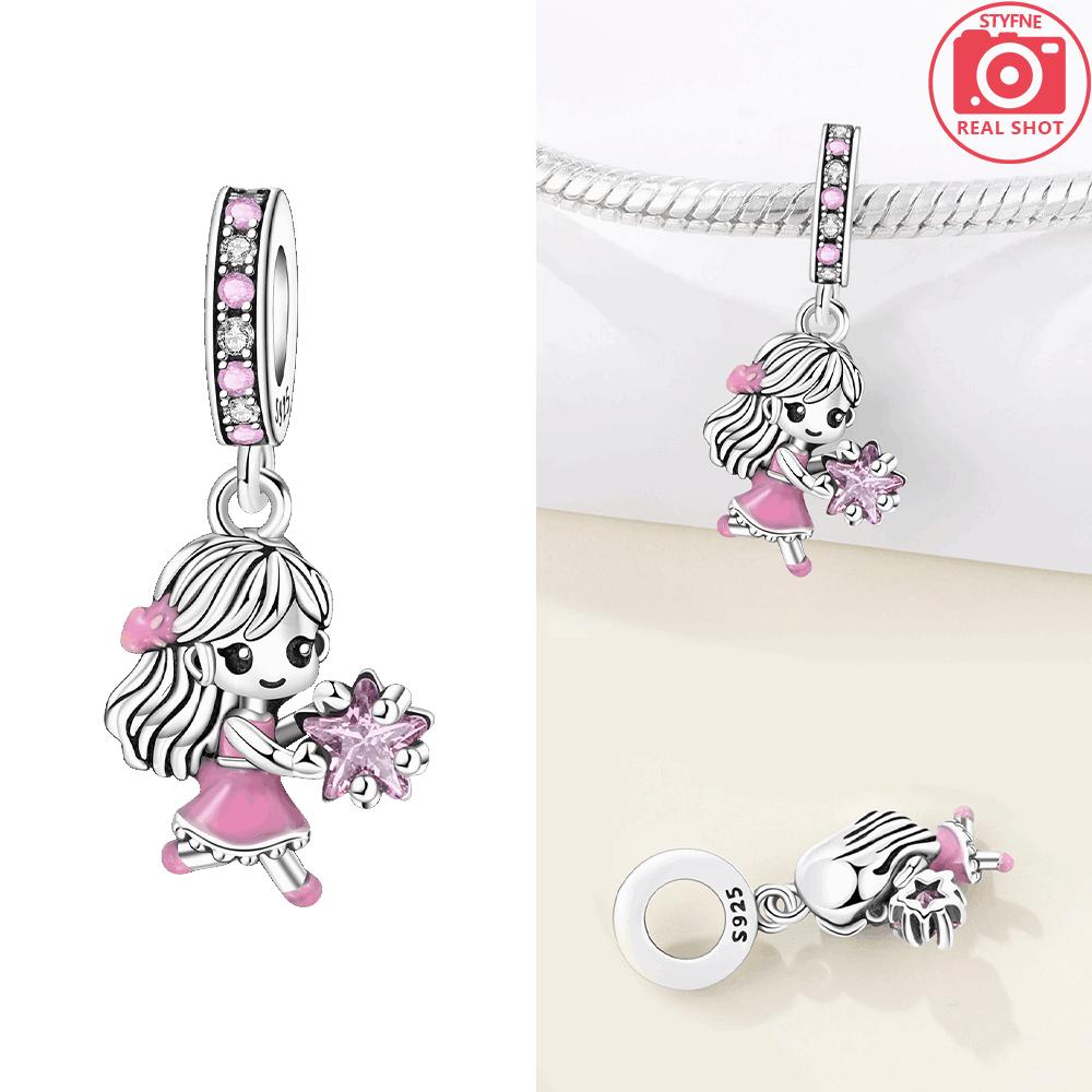 Изысканные оригинальные символы пары мальчик девочка медведь любовь розовое сердце кошка шармы медные бусины подходят для браслета ювелирный подарок женщинам DIY