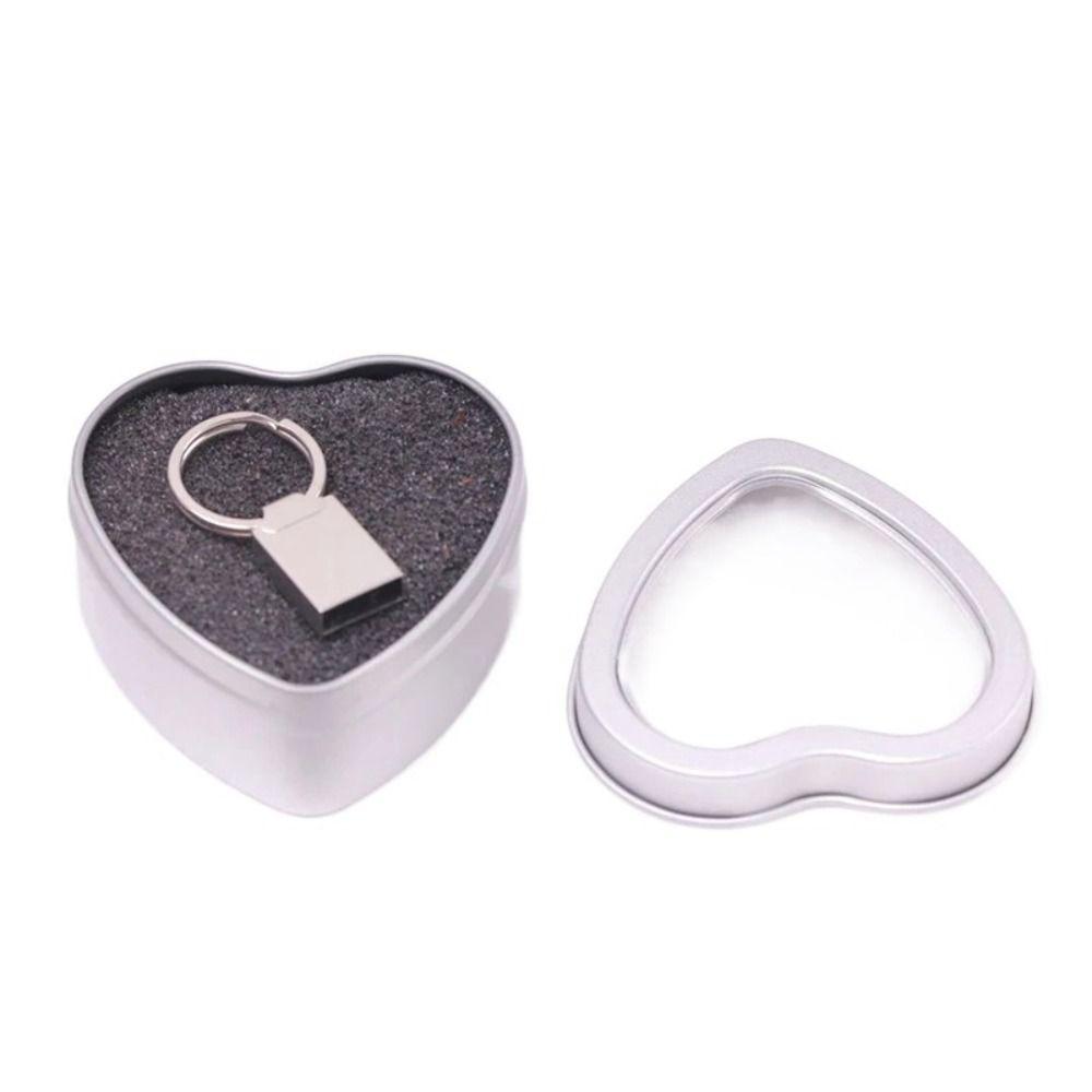 Silver/Red/Pink Heart Metal Box Empty Jewelry Box Heart-shaped Containers for Candle