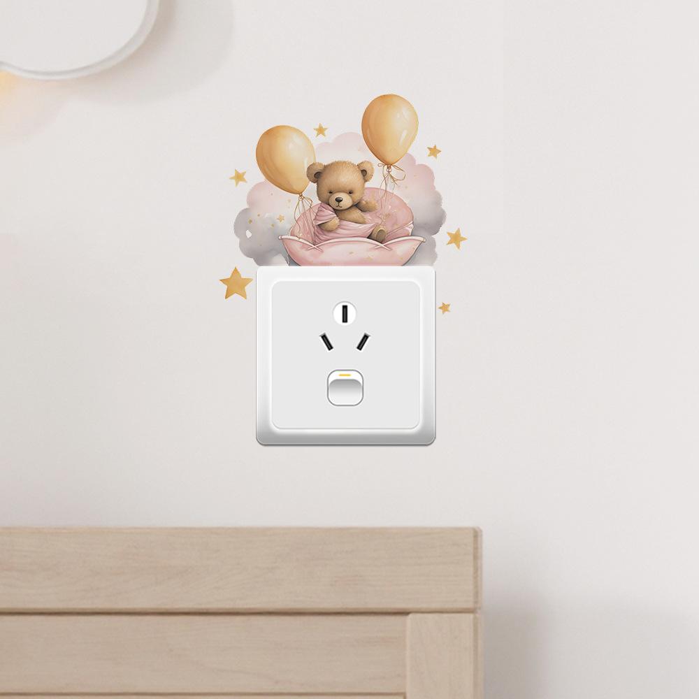 Мечтательный мишка «Спокойной ночи» с шарами Наклейка на выключатель Съемная самоклеящаяся декаль для гостиной прихожей домашнего декора