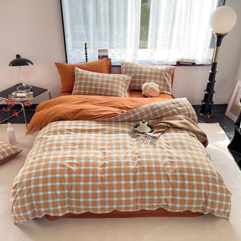 Серия AB Cotton: Комплект постельного белья из чистого хлопка для общежития - односпальный, из четырех частей с простынями