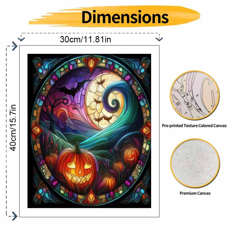 Disney DIY Painting Kit Nightmare Stained Glass Moon Pumpkin Classic Style Home Decor Craft Gift Idea Art Design for Living Room Decor