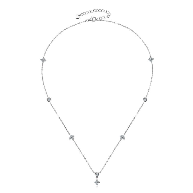 RAPRGOLD GRA Certified Moissanite Four Leaf Clover Pendant Necklaces for Women Real 925 Sterling Silver Chains Fine Jewelry Gift