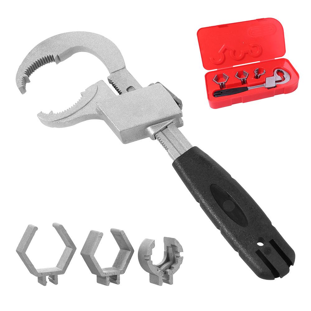4 in 1 Adjustable Faucet Wrench 80mm Large Opening Sink Plumbers Wrench Narrow Sewer Water Pipe