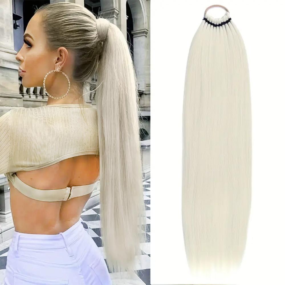 MERISIHAIR Синтетический конский хвост с эластичными резинками для волос Длинные прямые накладные хвосты Элегантные накладные волосы для женщин Повседневное использование Аксессуары для волос