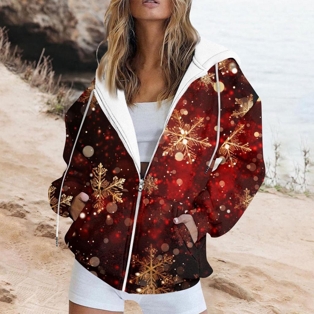 Женская модная повседневная толстовка с принтом, осенне-зимняя куртка-кардиган с длинными рукавами и карманами, куртка с капюшоном на молнии, пальто