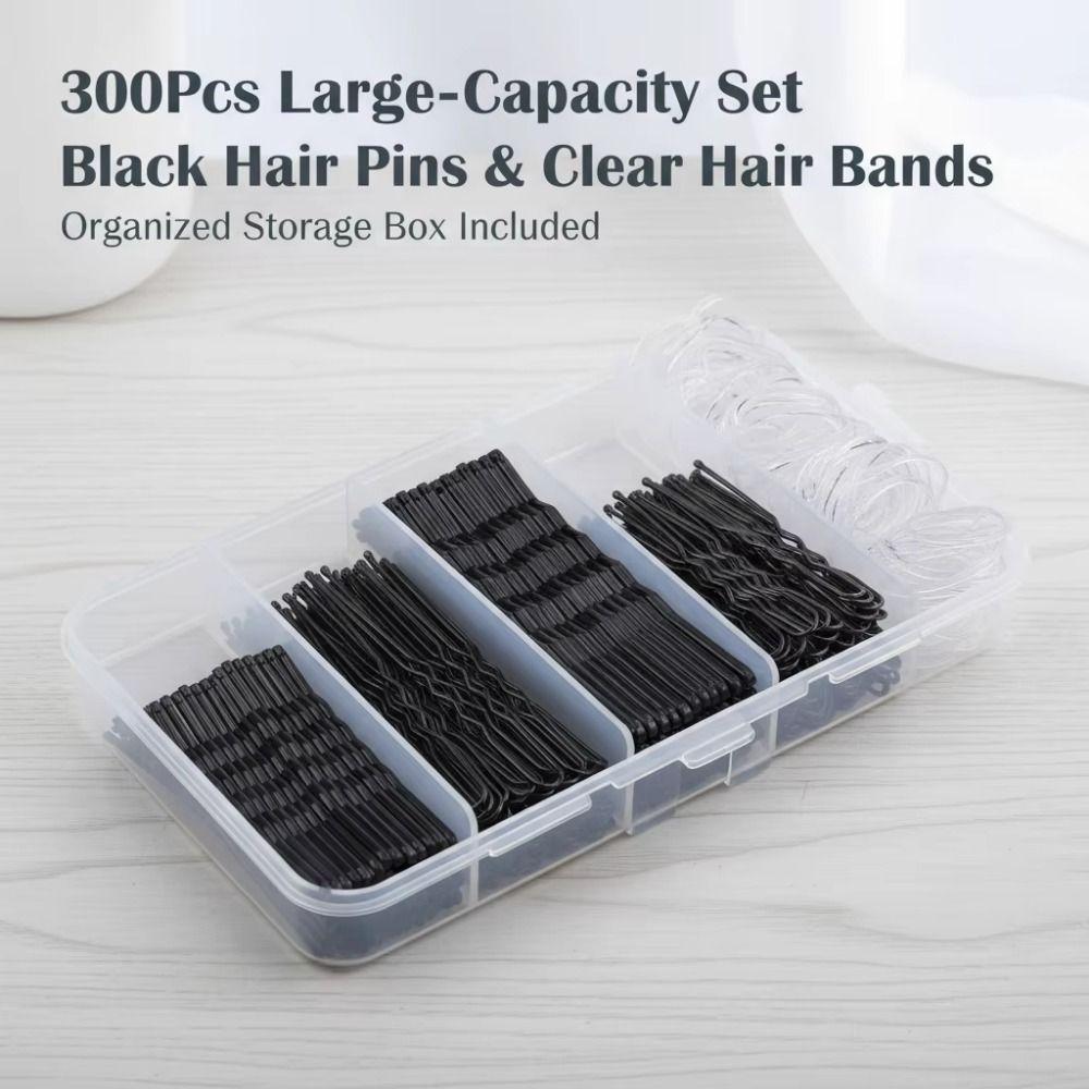 300Pcs Black Hairstyle Hair Pins Kit U-Shape Pins Hair Styling Accessories Girls Gift