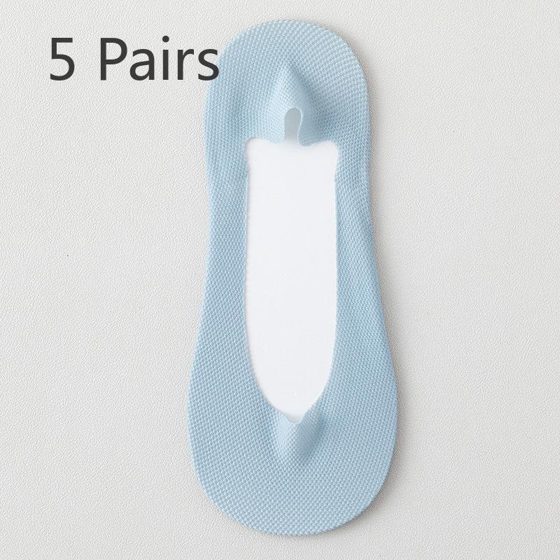 5 пар женских хлопковых летних тонких сетчатых дышащих впитывающих пот нескользящих носков с невидимыми носками