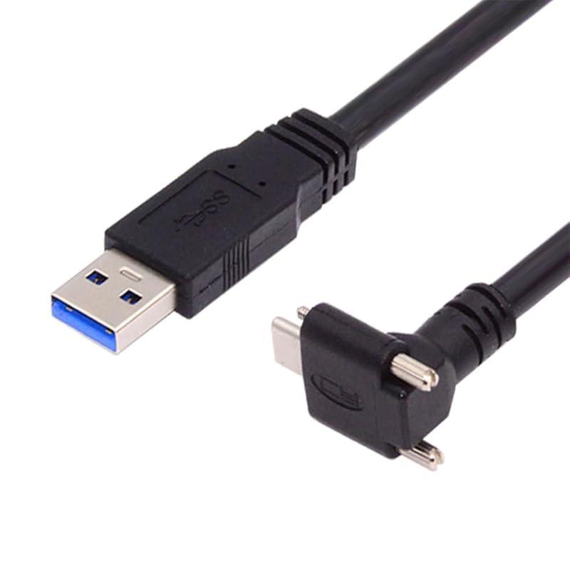 Cablecc тип C USB 3.1 нижний угол вверх двойной винтовой замок стандартный USB3.0 кабель для передачи данных 90 градусов для камеры 30 см
