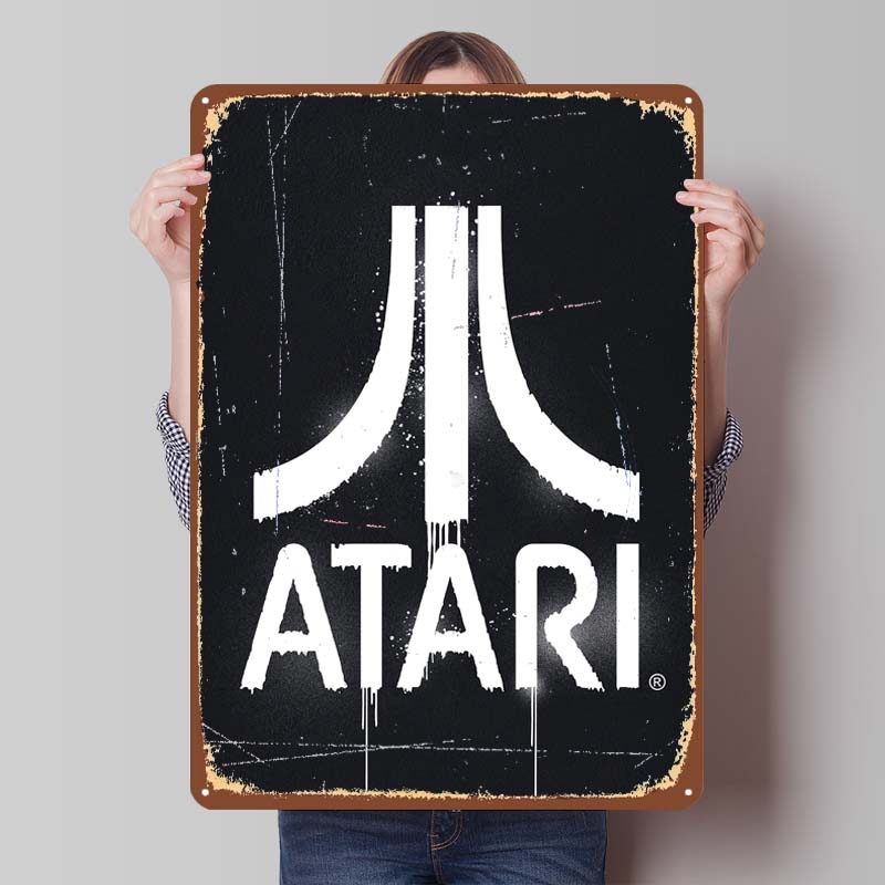 A-Atari Posters Classic Game Metal Signs Wall Decor Custom Tinplate Plaques for Gamers Gaming Room Decoration Art Mural Man Cave