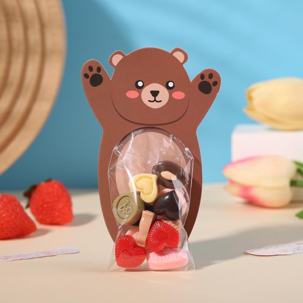 10pcs Creative Animal Card Cute Cartoon Baking Packaging Bag Rabbit Fox Card Candy Packaging