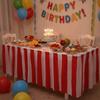 Elastic Red and White Striped Table Skirt Set Waterproof Table Cover  Circus Theme Party