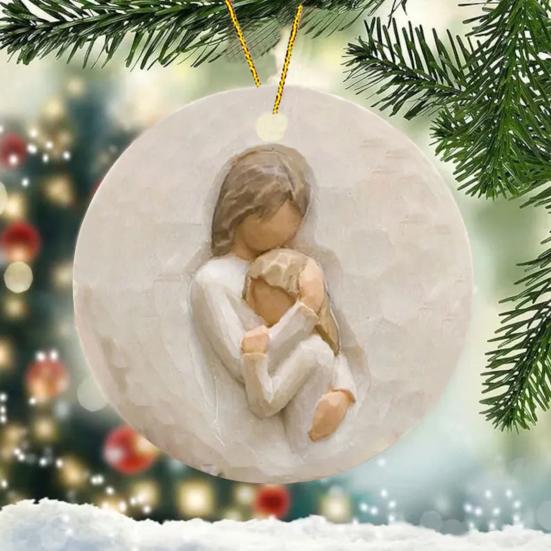 Christmas Ornament for Horse Lovers Hugging Horse Acrylic Pendant Christmas Tree Hanging Decoration Holiday Gifts for Girls Women Cowgirls