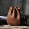 Men's Genuine Leather Coin Purse Simple Vintage Small Card Bag Women's Cowhide Wallet Keys Money Drawstring Storage Bags