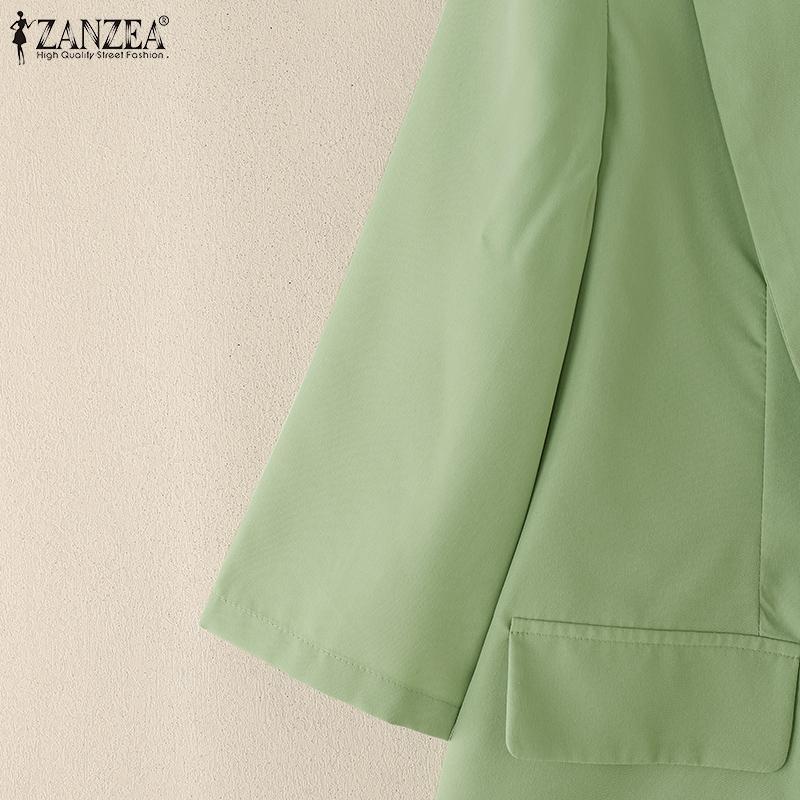 ZANZEA Женская повседневная блузка-кардиган свободного кроя с лацканами и рукавами 3/4