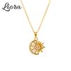 Liora Изысканные циркониевые цепочки из нержавеющей стали, ожерелья с подвесками в виде луны и солнца для женщин, чокер с PVD-позолотой, вечеринка, циркон