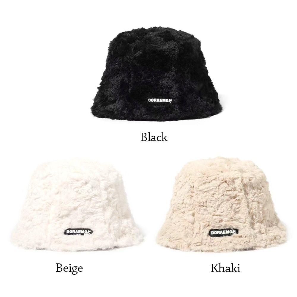 Плюшевая шляпа-ведро из овечьей шерсти, теплая кепка от солнца, рыболовная кепка для женщин