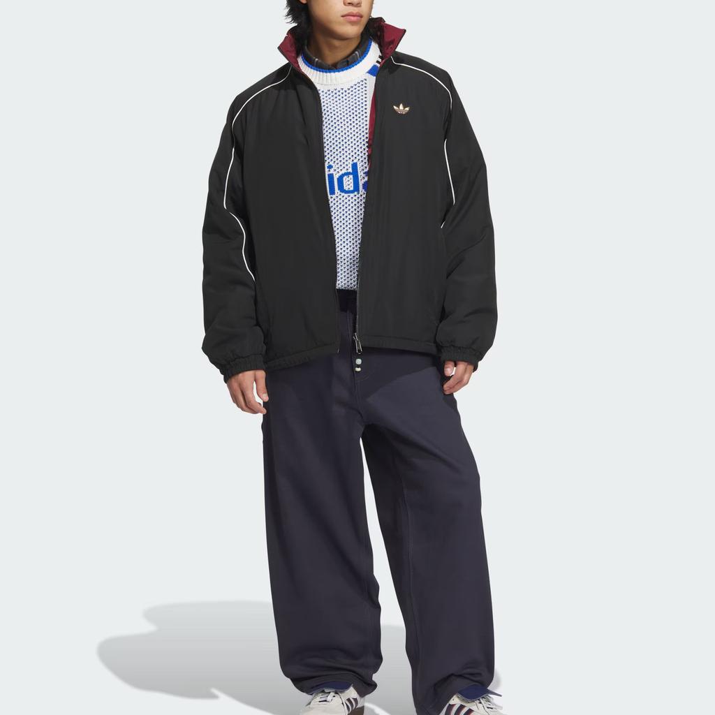 Adidas Мужская куртка Originals Rev Aw24 Lny Stand Collar свободного кроя, двусторонняя, хлопковая, черная, темно-красная, KA0821