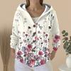 Women's Fashion Casual Sweater Button-Up Print Cardigan  Hooded Jacket