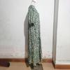 Women Summer Casual Floral Print O Neck Dress High Waist Loose Large Size Ankle Length Middle Long Sleeve Spring Dress