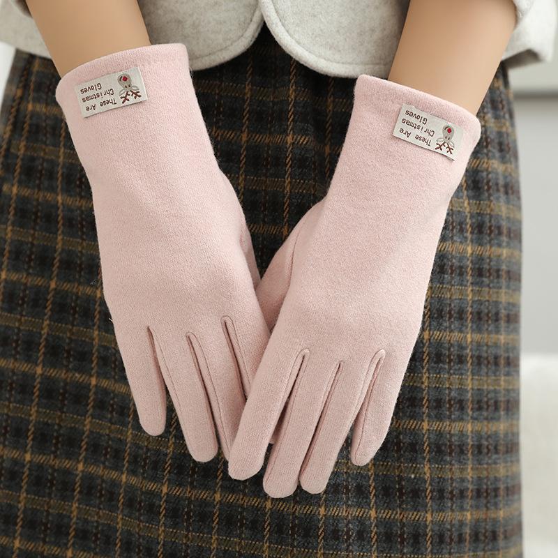 Women'S German Velvet Gloves Windproof And Warm Touch Screen Gloves Driving And Riding Touch Screen Warm Students Thickened And Velvet