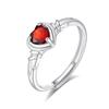 Heart Shaped Natural Crystal Ring S925 Sterling Silver Niche Open Ring Topaz Women Jewelry