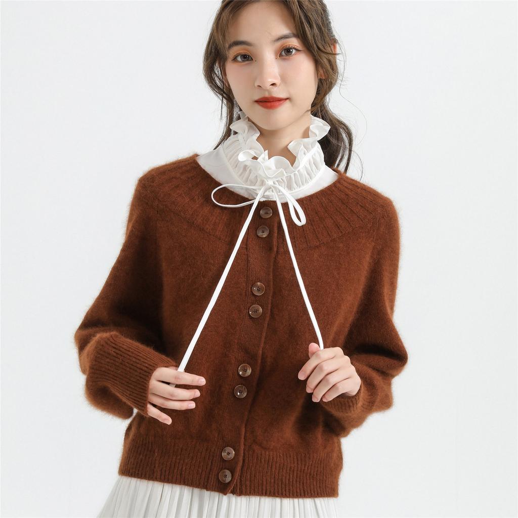Women Fake Collar Ruffles Stand Bowknots Shirt Detachable Doll Shawl for Women Big Lapel False Collar Lace Necklace Fuax Cols