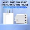 European & American Standard Multi-Port Fast Charger: 3 USB + 2 Type-C Ports, UK Standard, Compatible with Huawei & Apple Devices