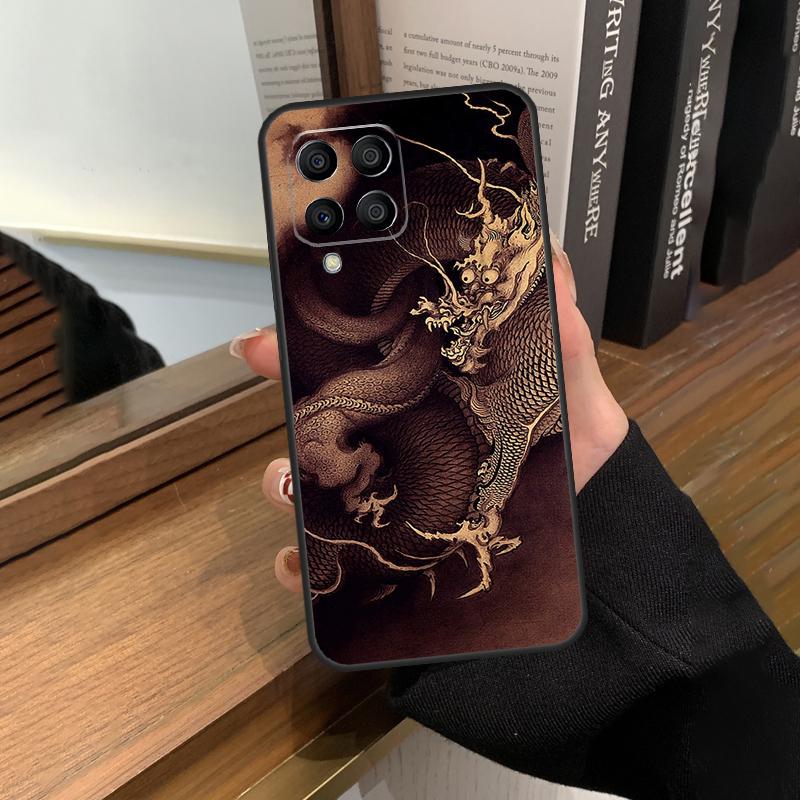 Кейс в китайском стиле с журавлем и драконом для Samsung Galaxy M13 M53 M51 M31 M11 M14 M34 M54 M12 M32 M52 M16 M36 M56 M15 M35 M55