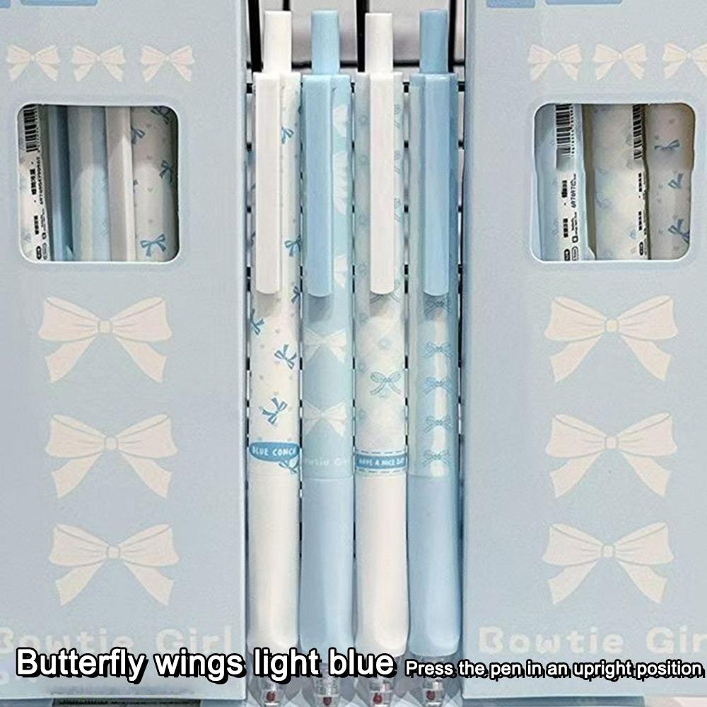 4PCS/Set Cute Bow Gel Pen Soft Grip Ballpoint Pen New Black Pen Writing Tool