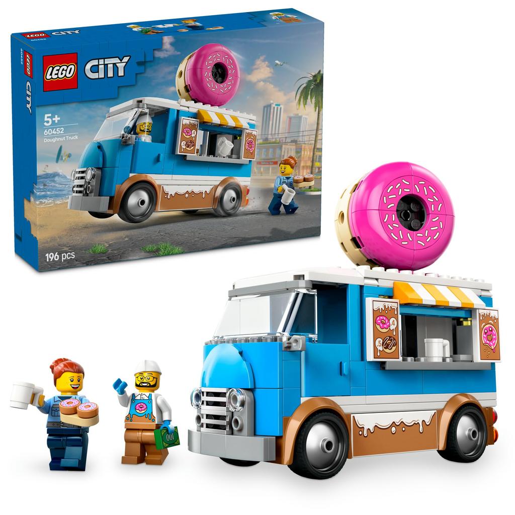 Игрушка LEGO City Магазин пончиков, Подарок на день рождения, Развивающие строительные блоки, Для мальчиков и девочек, Возраст 5, 6, 7, 8 лет, Транспортные средства, Миниатюрные машинки, Городская застройка, 60452