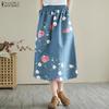 Women Casual Elastic Waist Loose Floral Print Skirts