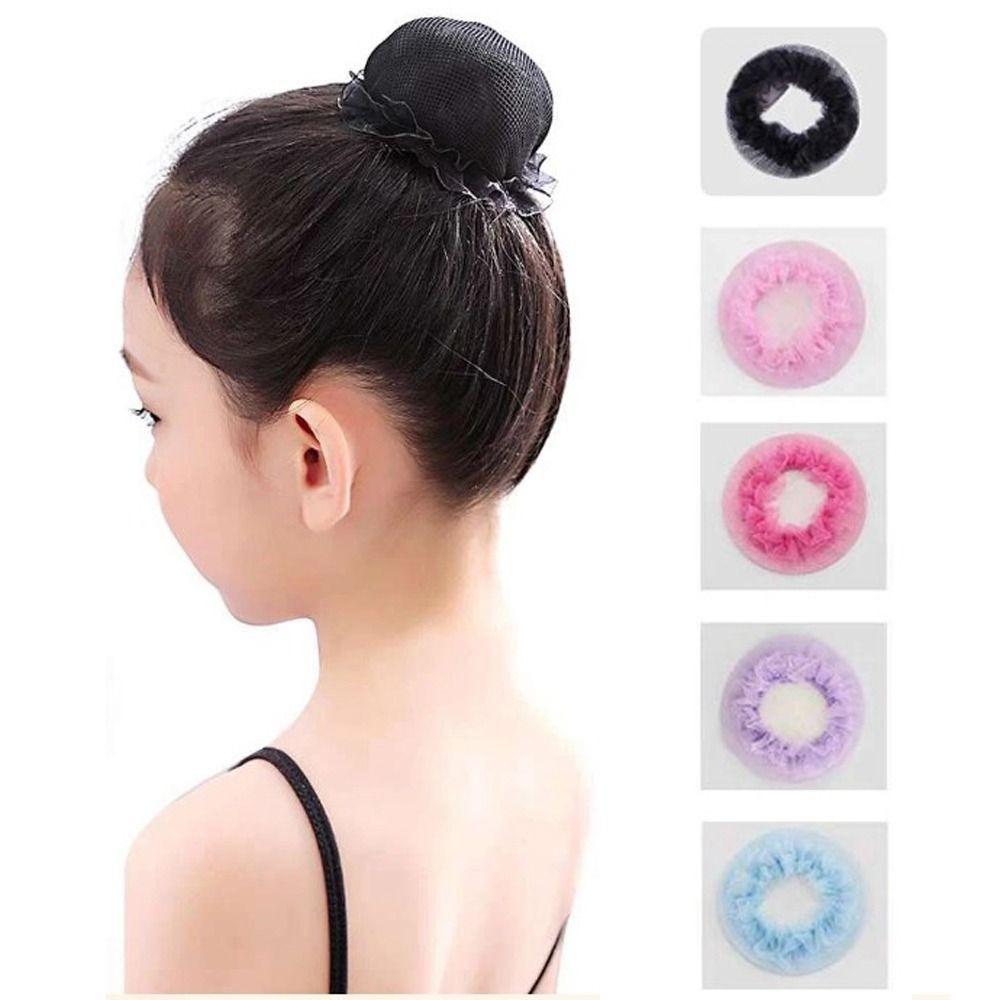 Сетка для волос в стиле балета с завязками, регулируемая, для девочек, снуд, милая эластичная сетка для волос для детей