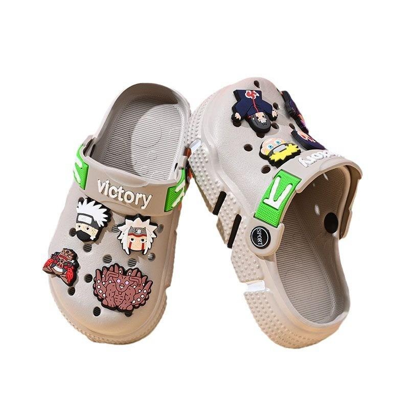 Стильные летние детские кроксы, модные дышащие нескользящие пляжные туфли для детей