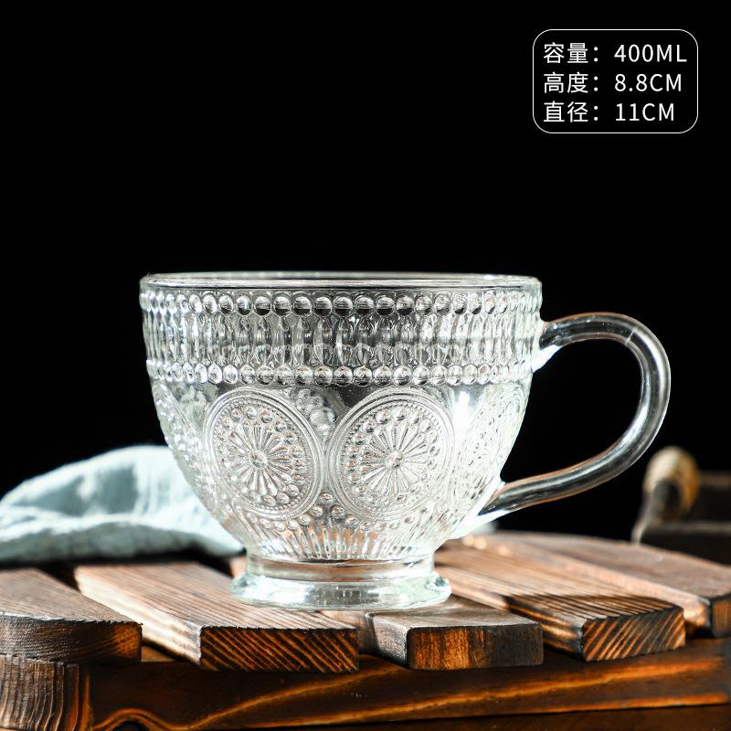 Винтажная рельефная стеклянная чашка для вина, кофе, коктейля, молока, сока, для питья, прозрачная чайная чашка, для дома, для кухни, стакан для воды, 2025 новинка