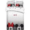 Duvet Cover Set - HOMEROKK - Mickey and Minnie - 240 X 200 Cm - Fitted Sheet 160 X 190 Cm - Red