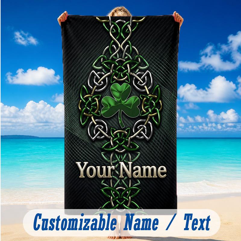 Beach Towel Custom Name Text, Quick Dry Large Towel For Beach HomeCeltic FC