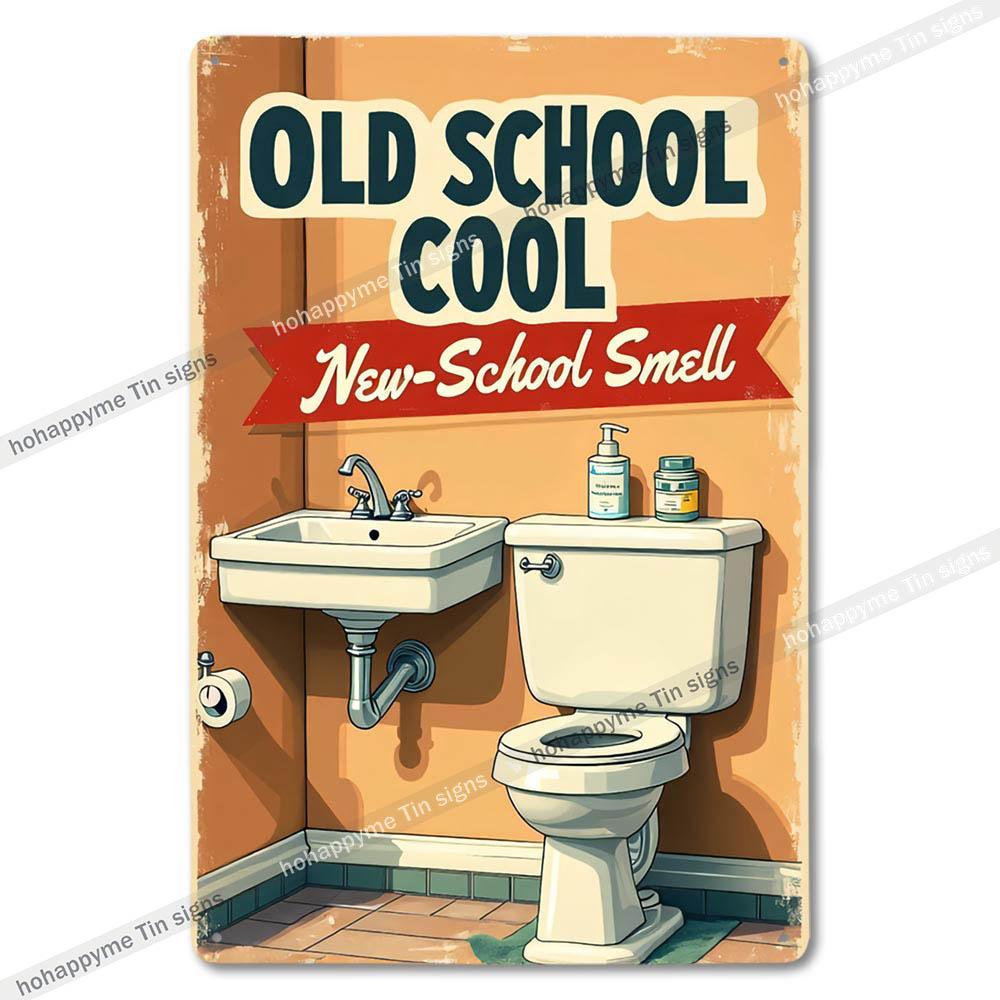Vintage Metal Bathroom Sign Retro Funny Wall Decor for Home Restroom