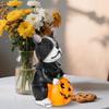 Halloween Resin Decorative Figurine Costume Dog with Pumpkin Lantern Ghost Animal Figurines for Holiday Display Farmhouse Decor