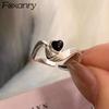 Black LOVE Heart Ring for Women Couples New Fashion Creative Design Irregular Geometry Birthday Party Jewelry Gifts
