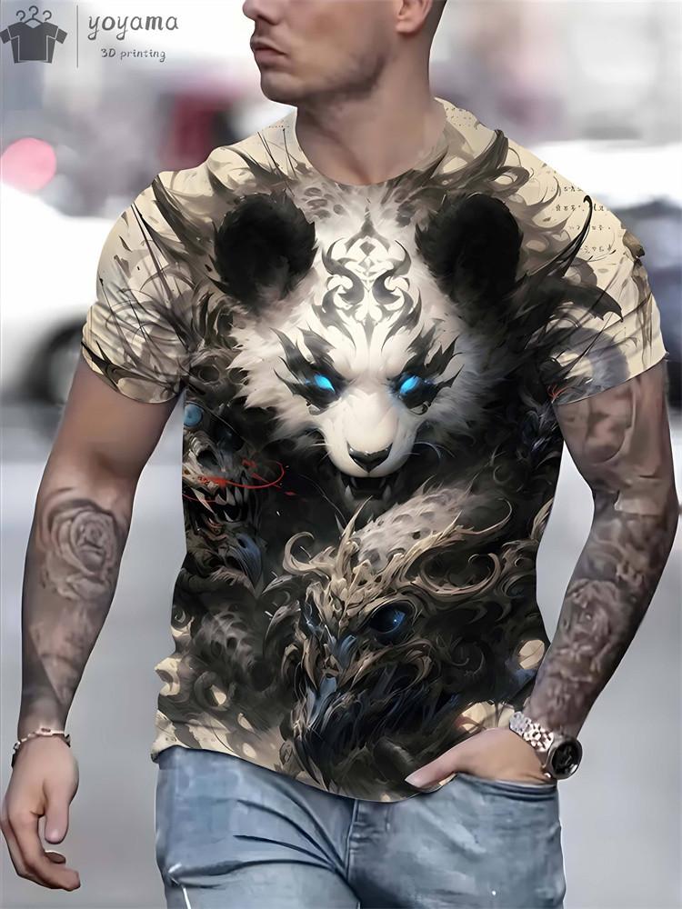 Men's T-Shirts Short Sleeve Beasts Graphic 3D Animal Printed Street Style Man Tops Oversized T-Shirt Casual O-Neck Harajuku Tee